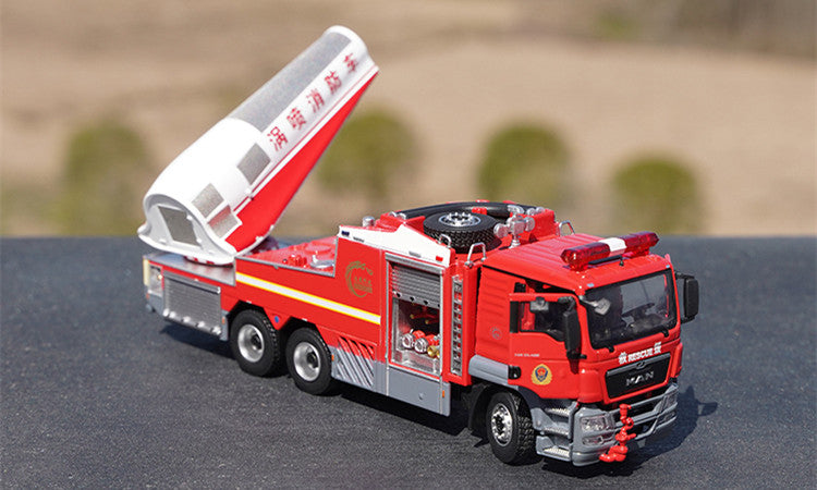Original factory 1:50 MAN Turbojet alloy Fire truck simulation model diecast Chinese fire rescue model for gift