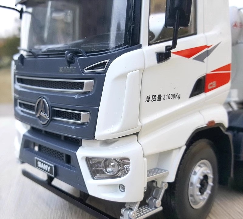 Original factory 1:24 SANY 8*4 alloy concrete mixer truck model diecast Cement tank mixing truck model for gift