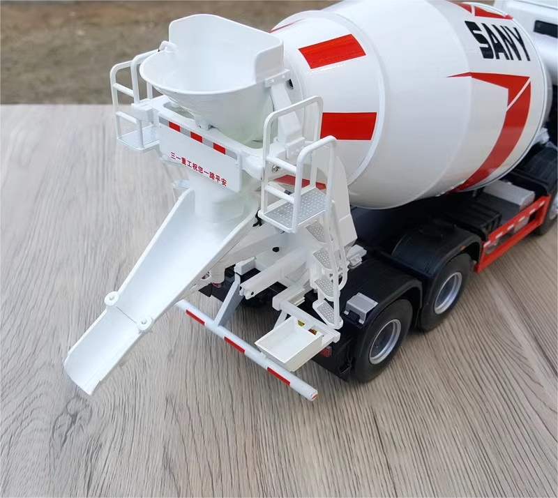 Original factory 1:24 SANY 8*4 alloy concrete mixer truck model diecast Cement tank mixing truck model for gift