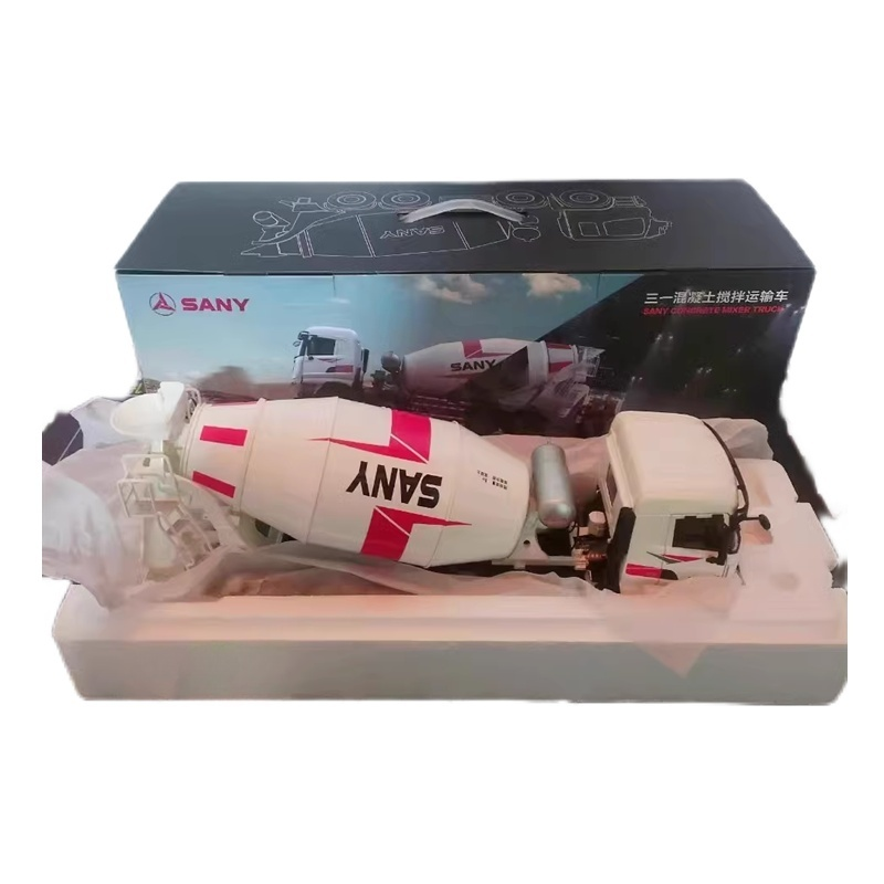 Original factory 1:24 SANY 8*4 alloy concrete mixer truck model diecast Cement tank mixing truck model for gift