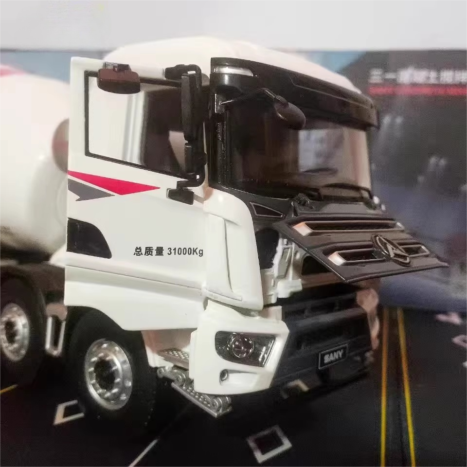 Original factory 1:24 SANY 8*4 alloy concrete mixer truck model diecast Cement tank mixing truck model for gift