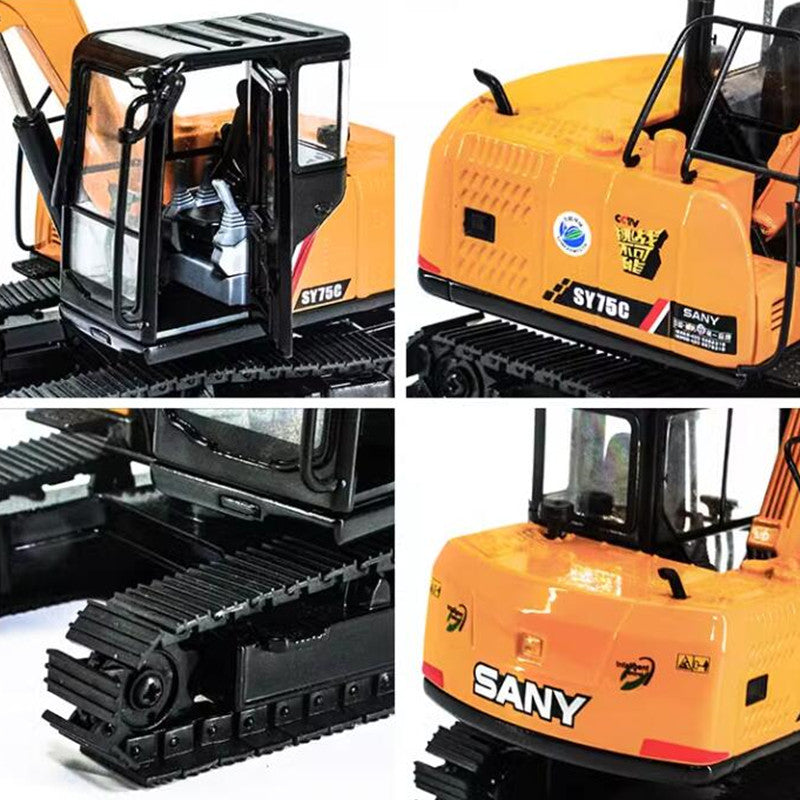 Original authentic 1:35 SANY SY75C-9 diecast excavator models alloy engineering digger model for gift, toy