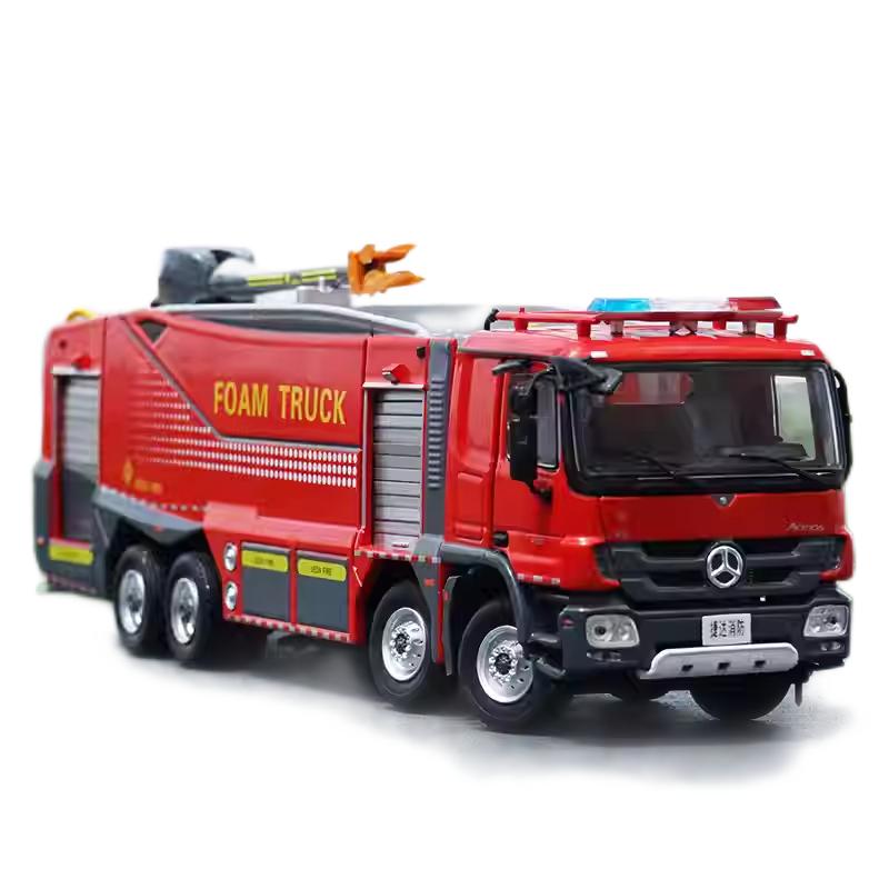 Original Authorized Authentic 1:50 Benz ACTROS Jieda Foam City Fire Truck City Rescue Vehicles Diecast Toy Model for Christmas gift,collection