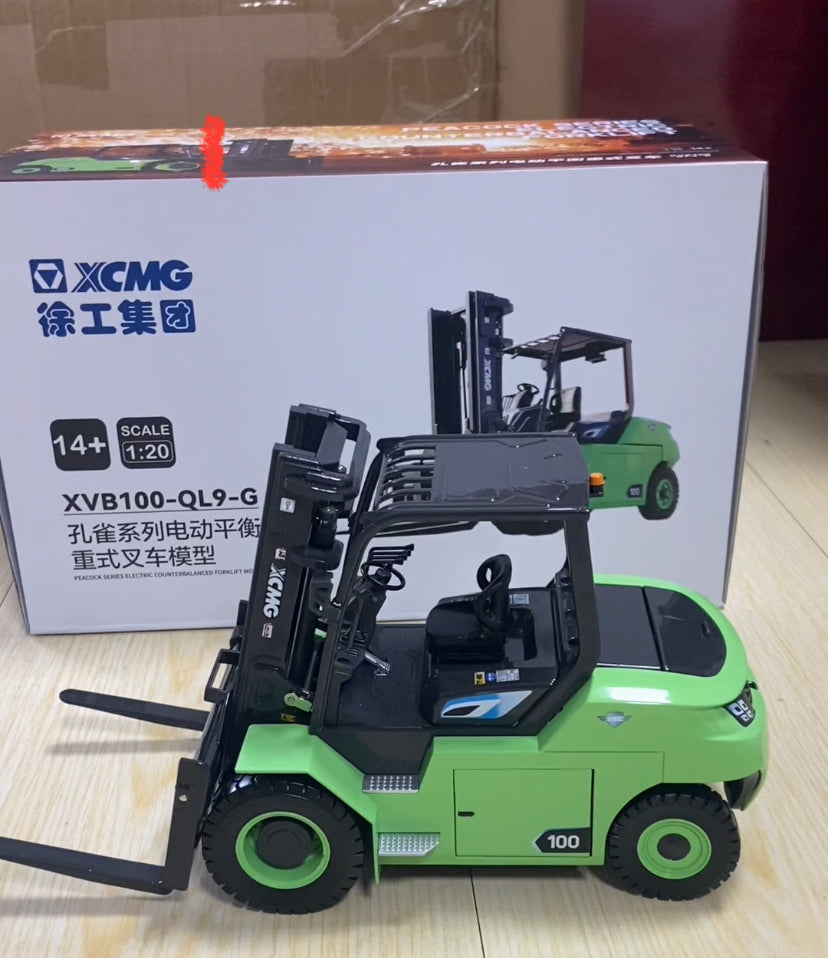 Realistic Alloy Replica 1:20 XCMG XVB100-QL9-G new energy 10ton Diecast Electric Forklift Model with Functional Features