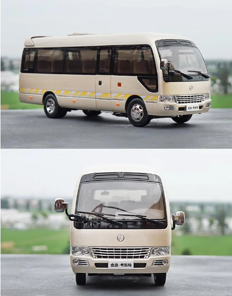 Original Factory 1:24 Golden Dragon Diecast Minibus Model, Alloy Mid-size Collectible Coach Miniature for Gift, Promotion