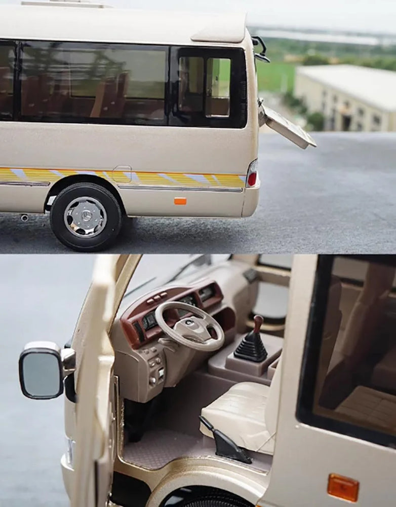 Original Factory 1:24 Golden Dragon Diecast Minibus Model, Alloy Mid-size Collectible Coach Miniature for Gift, Promotion
