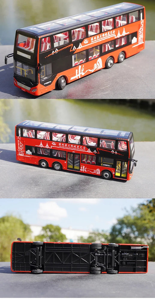 High Quality 1:40 Baycheng Zhongxing Smart Double-Decker Sightseeing Bus Model for Gift, Collection