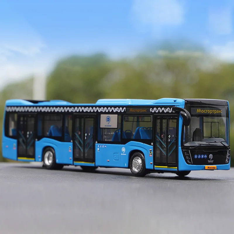 Original Factory 1:43 KAMAZ Electric Bus Model – Russian Diecast Alloy Bus Miniature with Light Functions