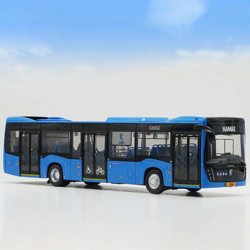 Original Factory 1:43 KAMAZ Electric Bus Model – Russian Diecast Alloy Bus Miniature with Light Functions