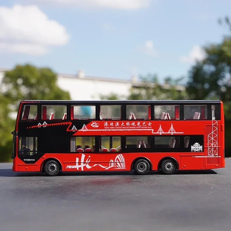 High Quality 1:40 Baycheng Zhongxing Smart Double-Decker Sightseeing Bus Model for Gift, Collection