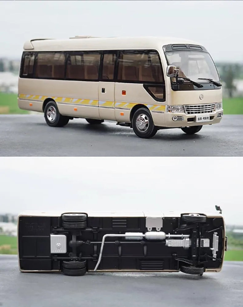 Original Factory 1:24 Golden Dragon Diecast Minibus Model, Alloy Mid-size Collectible Coach Miniature for Gift, Promotion