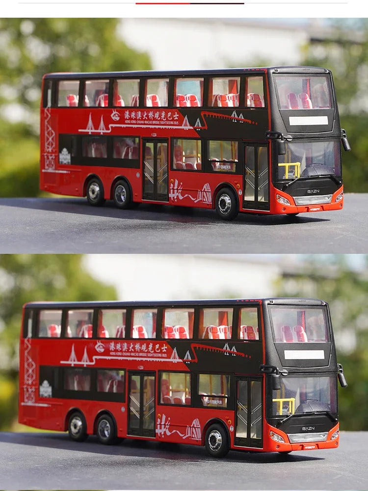 High Quality 1:40 Baycheng Zhongxing Smart Double-Decker Sightseeing Bus Model for Gift, Collection
