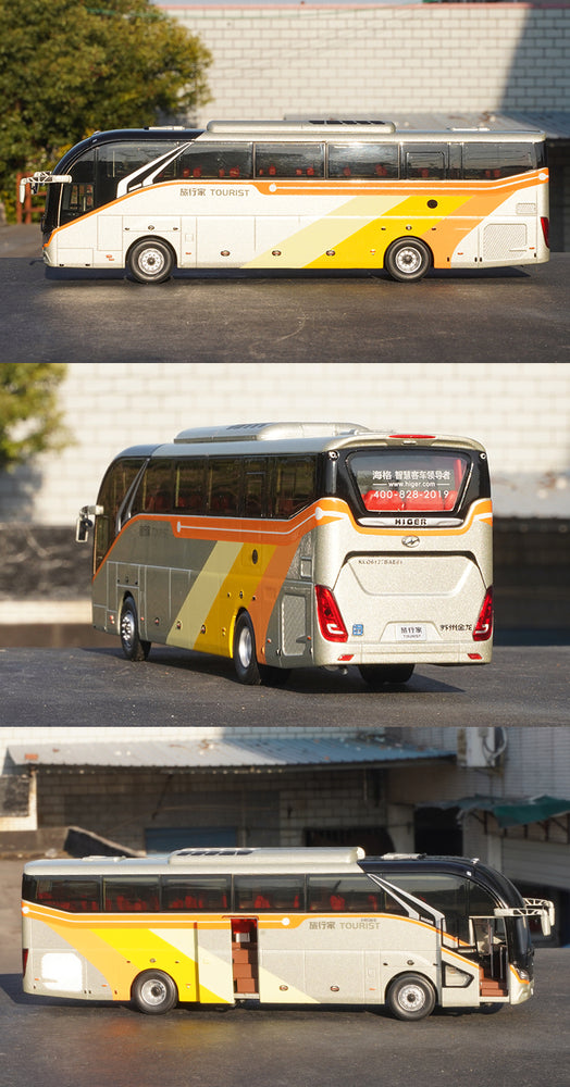 High quality authentic 1:42 Higer Tourist Diecast scale bus traveler model for sell