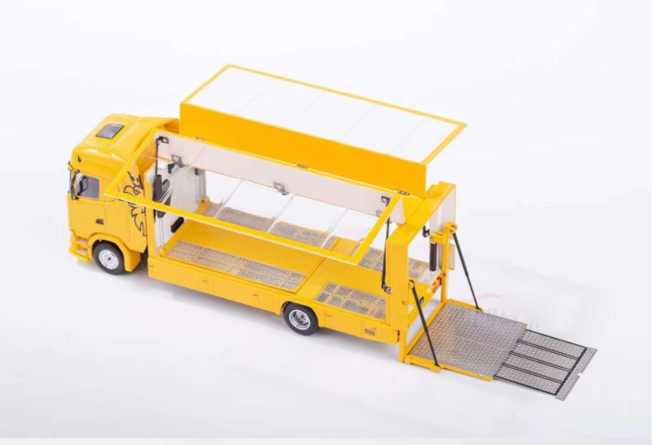 Gcd yellow 1:64 Scania Euroji transparent car models alloy transport vehicle truck models for decoration, gift