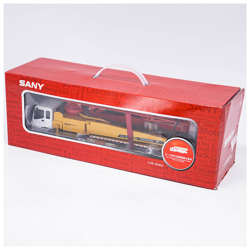 1:38 SANY 50m X foot ISUZU Truck mounted concrete Pump Diecast model