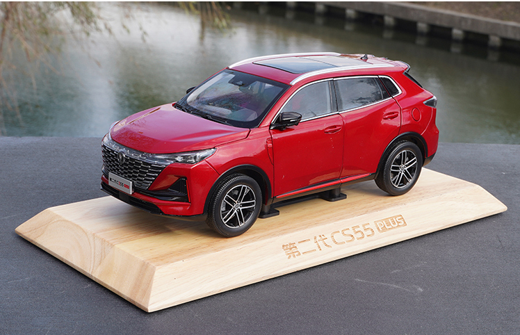 Original factory high quality red 1:18 Changan CS55 PLUS 2021 Diecast Scale SUV alloy simulation car model for gift