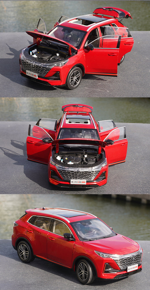 Original factory high quality red 1:18 Changan CS55 PLUS 2021 Diecast Scale SUV alloy simulation car model for gift