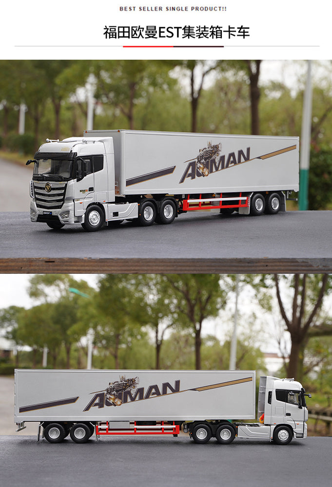 Original factory 1:36 Foton Auman EST-A diecast container truck model for gift, toys