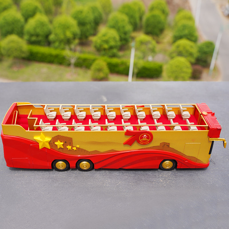Original factory 1:42 Foton AUV 70th aniversary Concierge Car Double Decker Sight bus model for gift