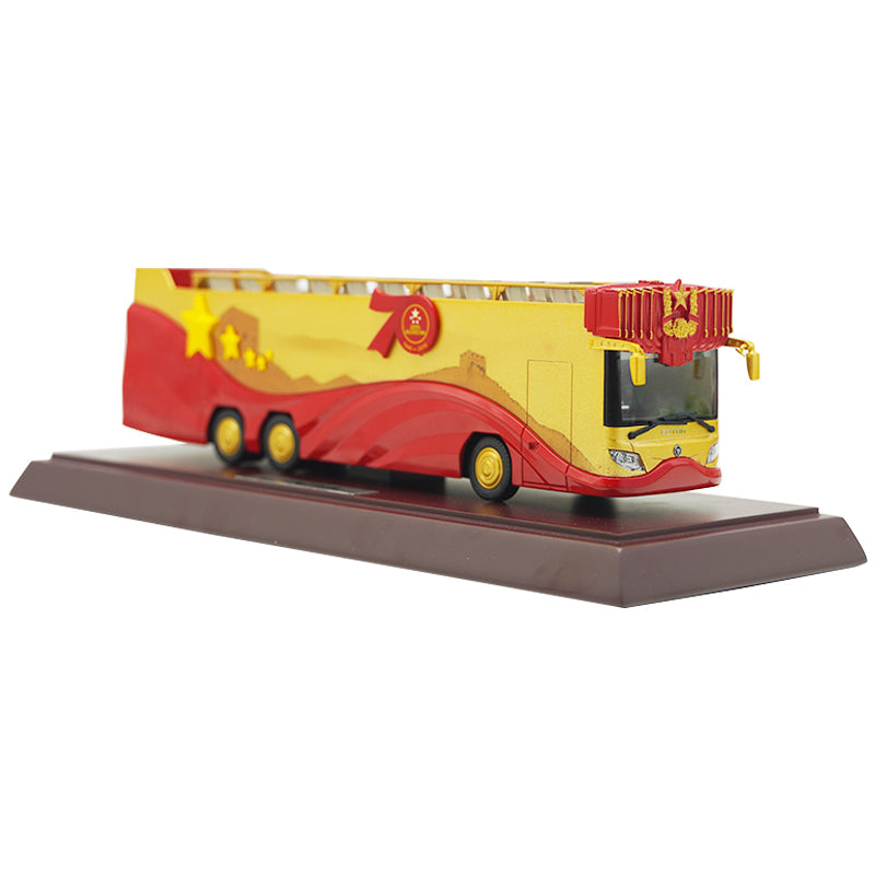 Original factory 1:42 Foton AUV 70th aniversary Concierge Car Double Decker Sight bus model for gift
