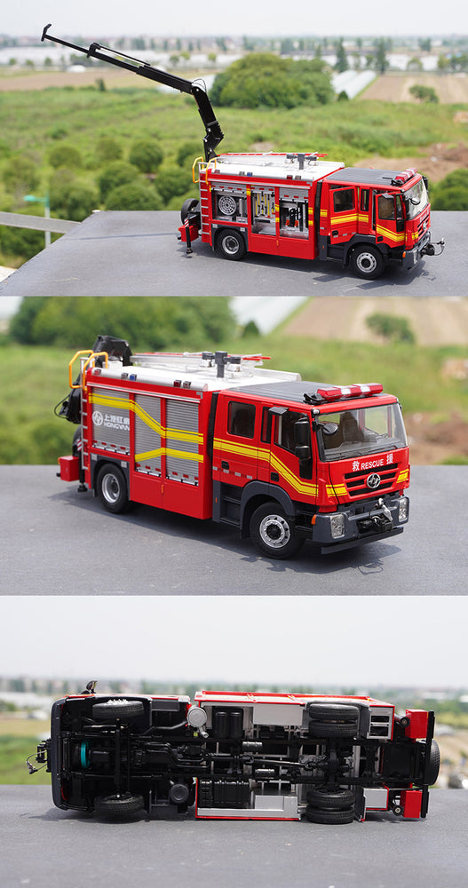 Original 1:24 SAIC Iveco Hongyan Jieshi 350 main battle Diecast fire truck alloy rescue truck model for collection