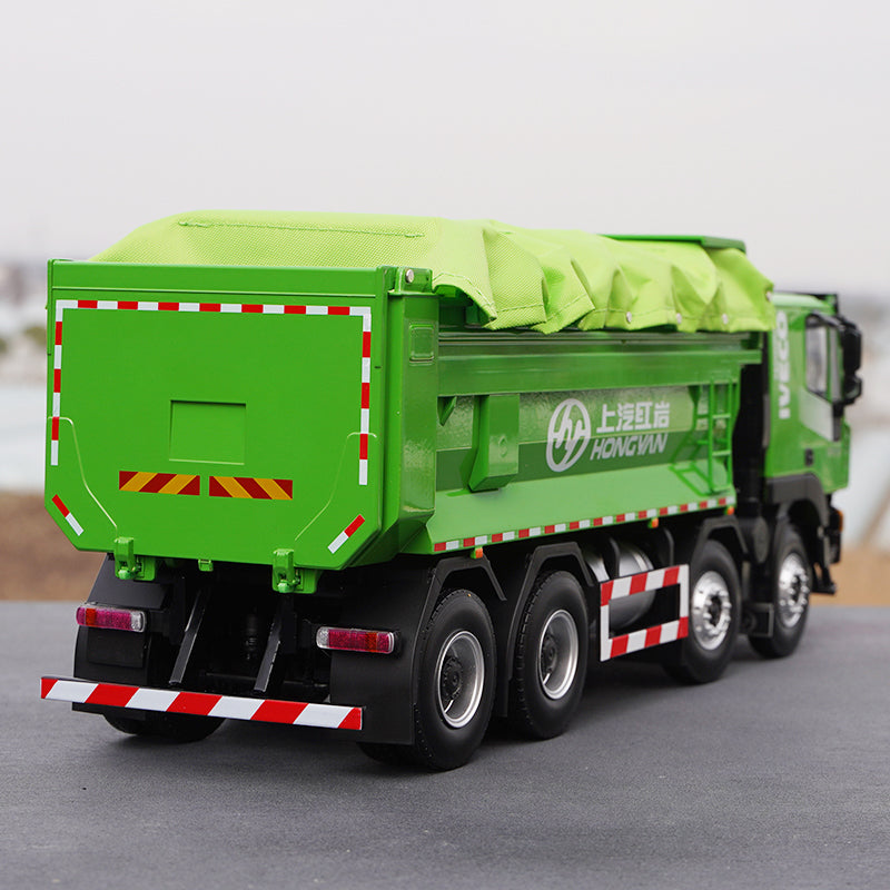 Original factory Green/Red 1:24 SAIC Hongyan IVECO GISINFO intelligent 8*4 6*4 diecast dump truck model for gift, collection
