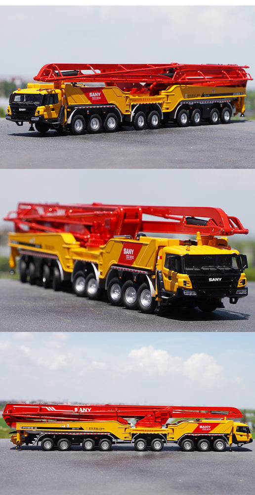 Authentic collectiable 1:50 Sany 86m Diecast Concrete cement pump truck models for gift, display