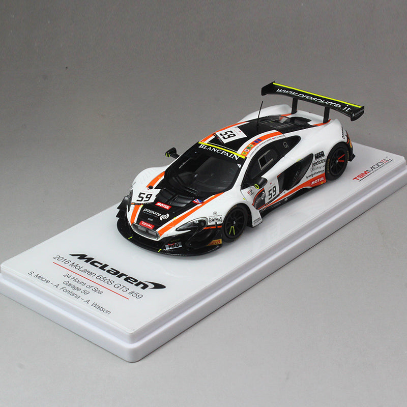 1:43 650S GT3 59# Mclaren Spa 24Hours 2016 Supercar resin models, TSM resin car model