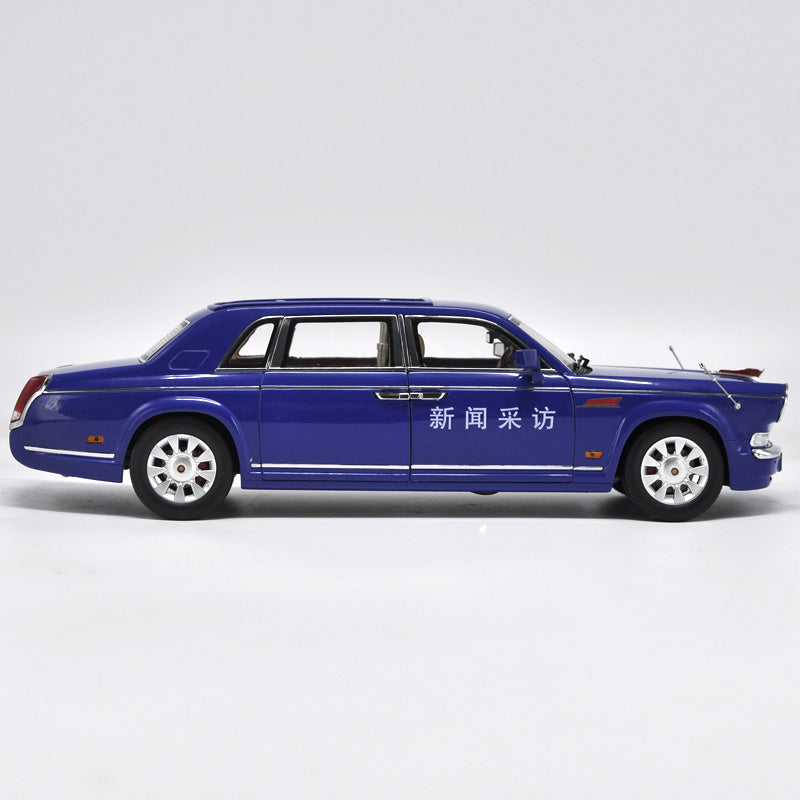 Zinc alloy Car Model 1:18 Hongqi CA7600 Newsvan Car C (Blue) Limited Version With stow number