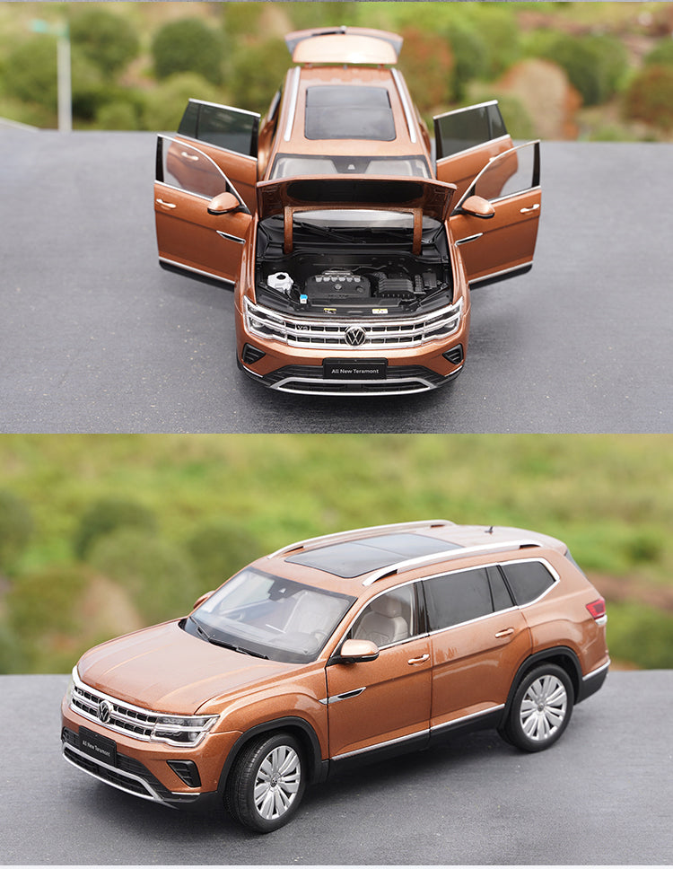 Original factory Red/Brown/Black 1:18 Saic VW brand new Tuan X Teramont 2021 diecast car model for gift, collection