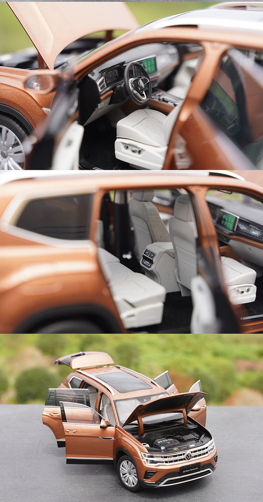Original factory Red/Brown/Black 1:18 Saic VW brand new Tuan X Teramont 2021 diecast car model for gift, collection