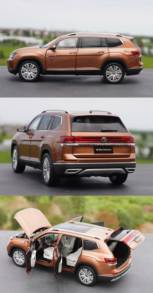 Original factory Red/Brown/Black 1:18 Saic VW brand new Tuan X Teramont 2021 diecast car model for gift, collection