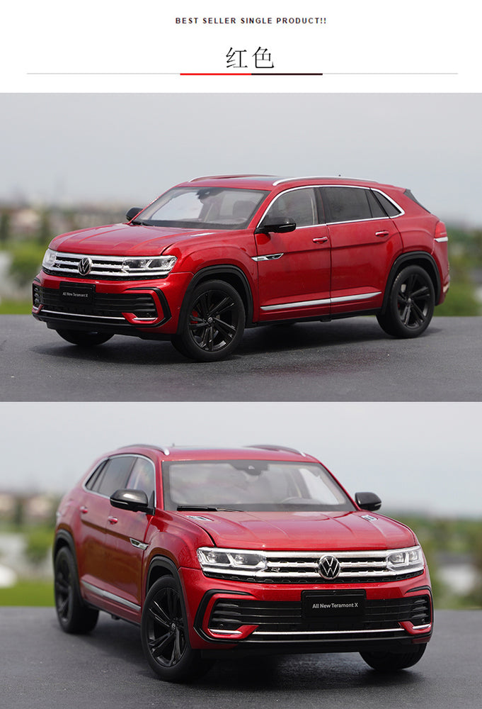 Original factory Red/Brown/Black 1:18 Saic VW brand new Tuan X Teramont 2021 diecast car model for gift, collection