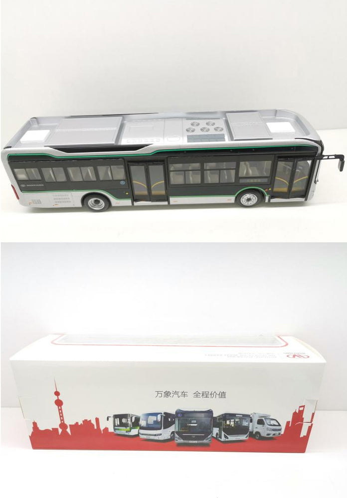Original factory 1:43 Shanghai Wanxiang Black Kingbox new energy pure electric diecast bus model for gift, collection