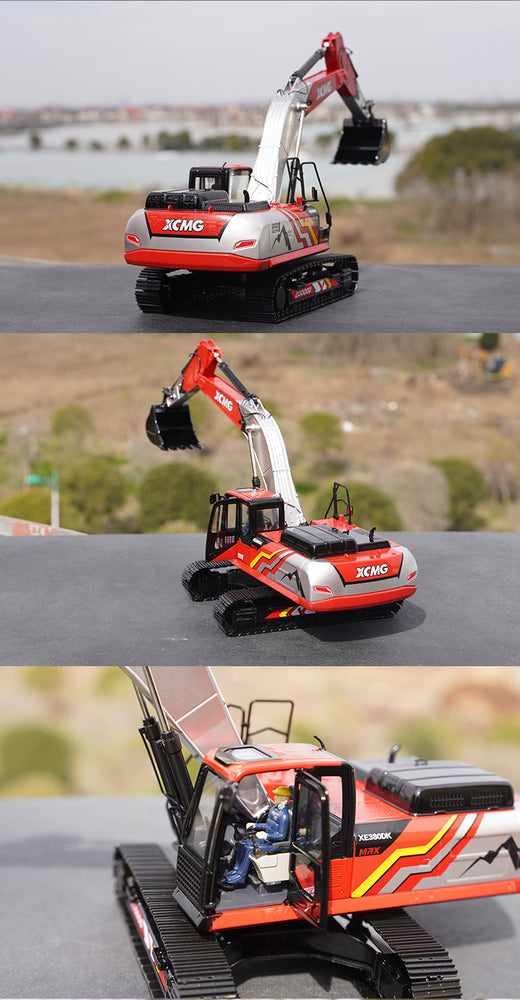 1:30 XCMG XE380DK Large diecast excavator Scale model alloy engineering digger model for gift, toys