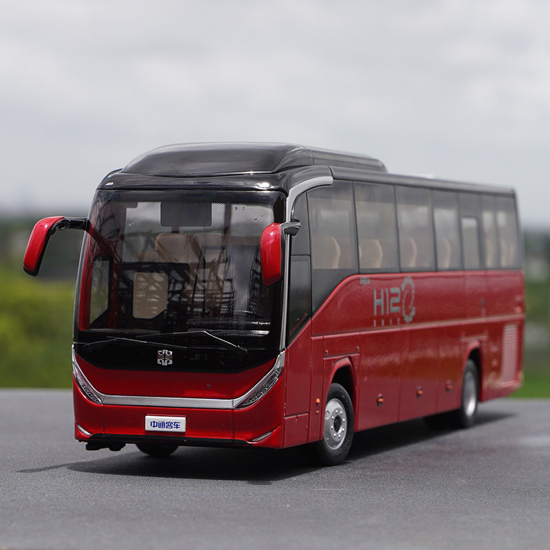 Alloy City Coach Collectible 1:36 Zhongtong H12 Super travel bus model for birthday gift, collection, display