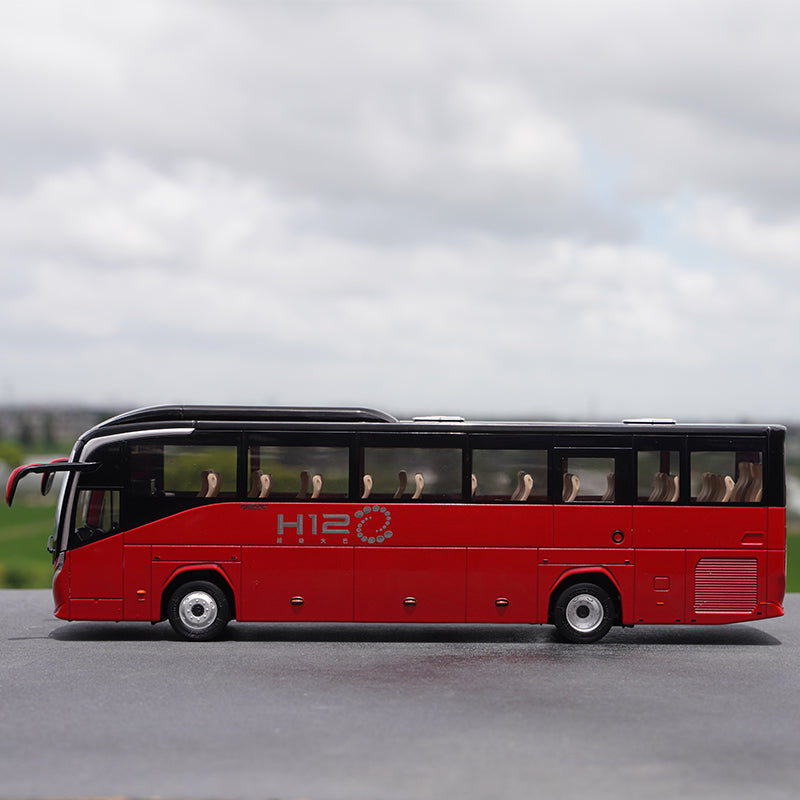 Alloy City Coach Collectible 1:36 Zhongtong H12 Super travel bus model for birthday gift, collection, display