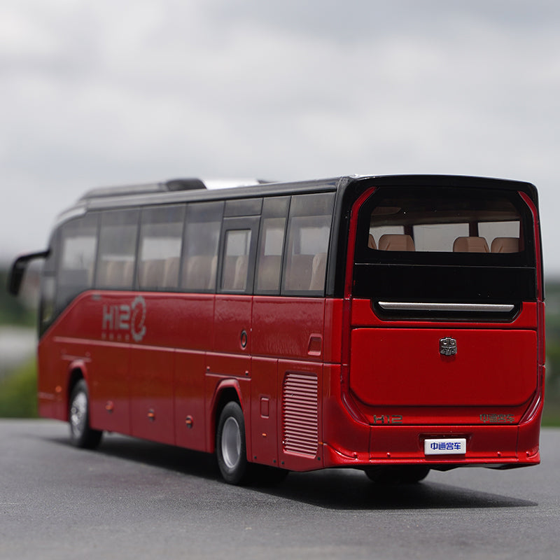 Alloy City Coach Collectible 1:36 Zhongtong H12 Super travel bus model for birthday gift, collection, display