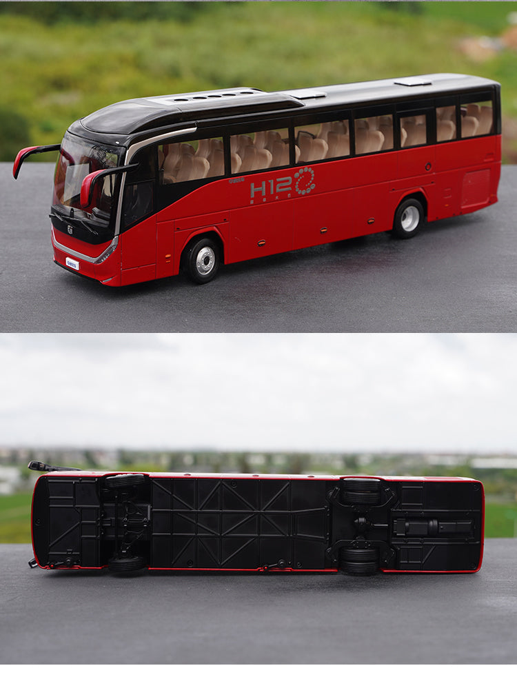 Alloy City Coach Collectible 1:36 Zhongtong H12 Super travel bus model for birthday gift, collection, display