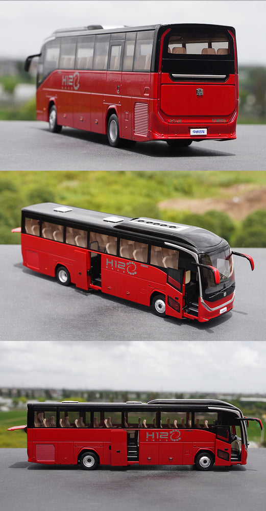 Alloy City Coach Collectible 1:36 Zhongtong H12 Super travel bus model for birthday gift, collection, display